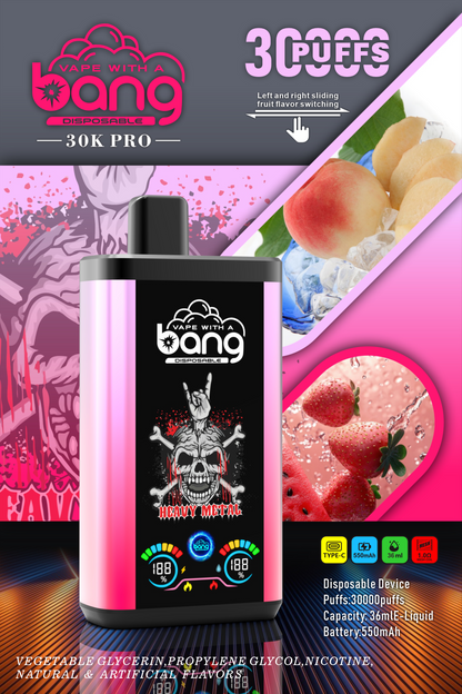 Bang 30K Pro: 30,000 Puffs Disposable Vape with Dual-Flavor System, 16 Kinds of Fruits Flavors