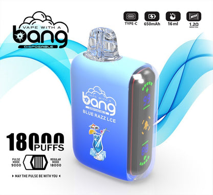 Bang 18000 Puffs, Disposable Vape E-cigarettes, 12 Kinds of Fruits Flavors, 16ml Capacity, 650 MAH Battery, Type C Rechargeable