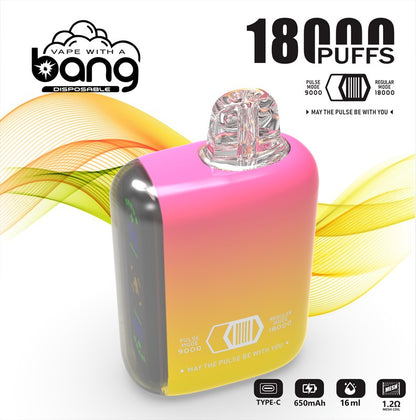 Bang 18000 Puffs, Disposable Vape E-cigarettes, 12 Kinds of Fruits Flavors, 16ml Capacity, 650 MAH Battery, Type C Rechargeable