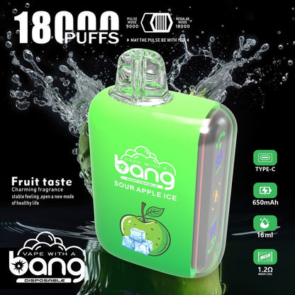 Bang 18000 Puffs, Disposable Vape E-cigarettes, 12 Kinds of Fruits Flavors, 16ml Capacity, 650 MAH Battery, Type C Rechargeable