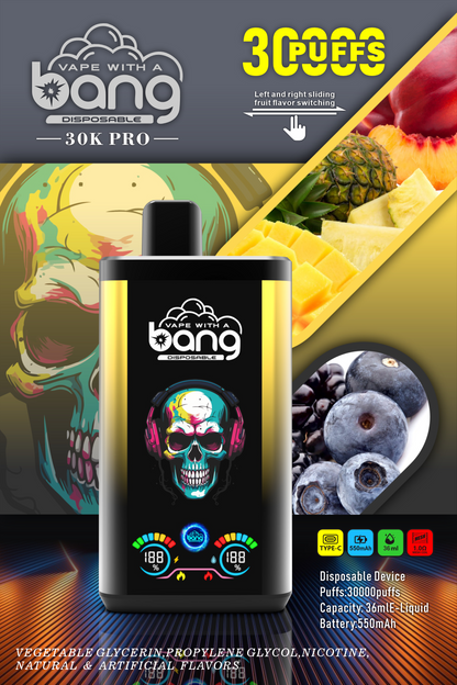 Bang 30K Pro: 30,000 Puffs Disposable Vape with Dual-Flavor System, 16 Kinds of Fruits Flavors