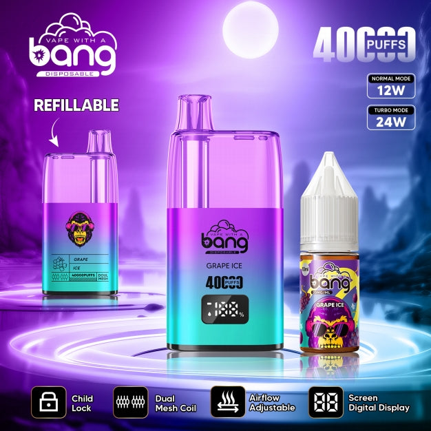 Bang 40000 Puff Disposable Vape, 12 Kinds of Fruits Flavors with Child Lock