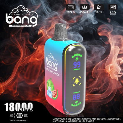 Bang 18000 Puffs, Disposable Vape E-cigarettes, 12 Kinds of Fruits Flavors, 16ml Capacity, 650 MAH Battery, Type C Rechargeable