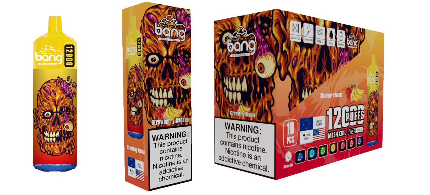 Bang 12000 Puffs, Disposable Vape E-cigarettes, 20 Kinds of Fruits Flavors, 20ml Capacity, 650 MAH Battery, Type C Rechargeable