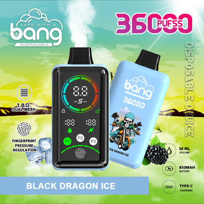 Bang 36000 Puffs, Disposable Vape E-cigarettes, 12 Kinds of Fruits Flavors, 36ml E-liquid, 850 MAH Battery, Type C Rechargeable