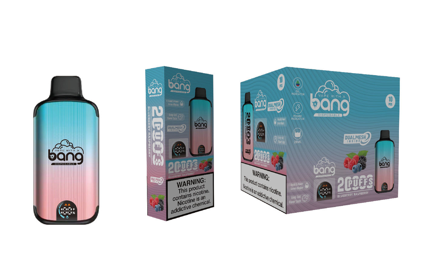 Bang 20000 Puffs, Disposable Vape E-cigarettes, 16 Kinds of Fruits Flavors, 28ml Capacity, 650 MAH Battery, Type C Rechargeable