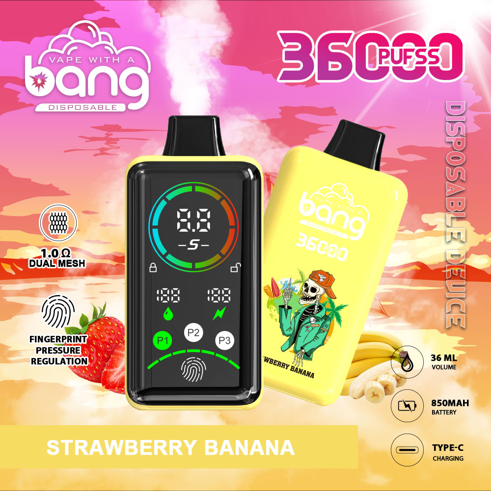 Bang 36000 Puffs, Disposable Vape E-cigarettes, 12 Kinds of Fruits Flavors, 36ml E-liquid, 850 MAH Battery, Type C Rechargeable