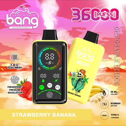 Bang 36000 Puffs, Disposable Vape E-cigarettes, 12 Kinds of Fruits Flavors, 36ml E-liquid, 850 MAH Battery, Type C Rechargeable