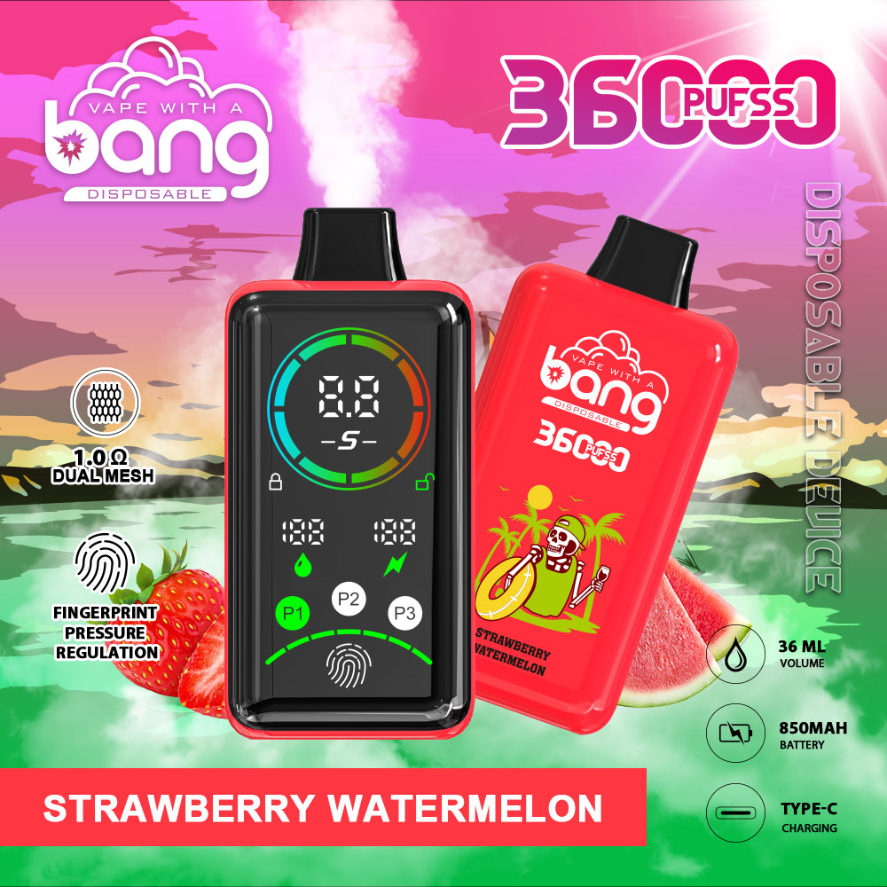 Bang 36000 Puffs, Disposable Vape E-cigarettes, 12 Kinds of Fruits Flavors, 36ml E-liquid, 850 MAH Battery, Type C Rechargeable