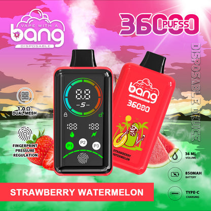 Bang 36000 Puffs, Disposable Vape E-cigarettes, 12 Kinds of Fruits Flavors, 36ml E-liquid, 850 MAH Battery, Type C Rechargeable