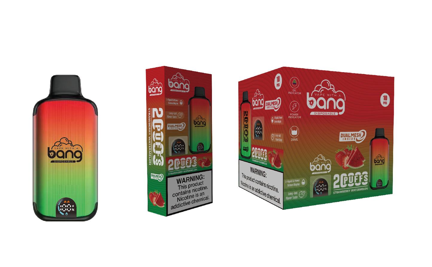 Bang 20000 Puffs, Disposable Vape E-cigarettes, 16 Kinds of Fruits Flavors, 28ml Capacity, 650 MAH Battery, Type C Rechargeable