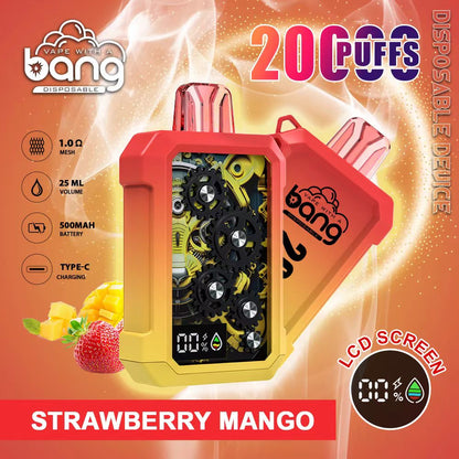 Bang 20000 Puffs, Disposable Vape E-cigarettes, 12 Kinds of Fruits Flavors, 25ml Capacity, 500 MAH Battery, Type C Rechargeable