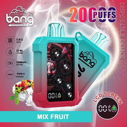 Bang 20000 Puffs, Disposable Vape E-cigarettes, 12 Kinds of Fruits Flavors, 25ml Capacity, 500 MAH Battery, Type C Rechargeable