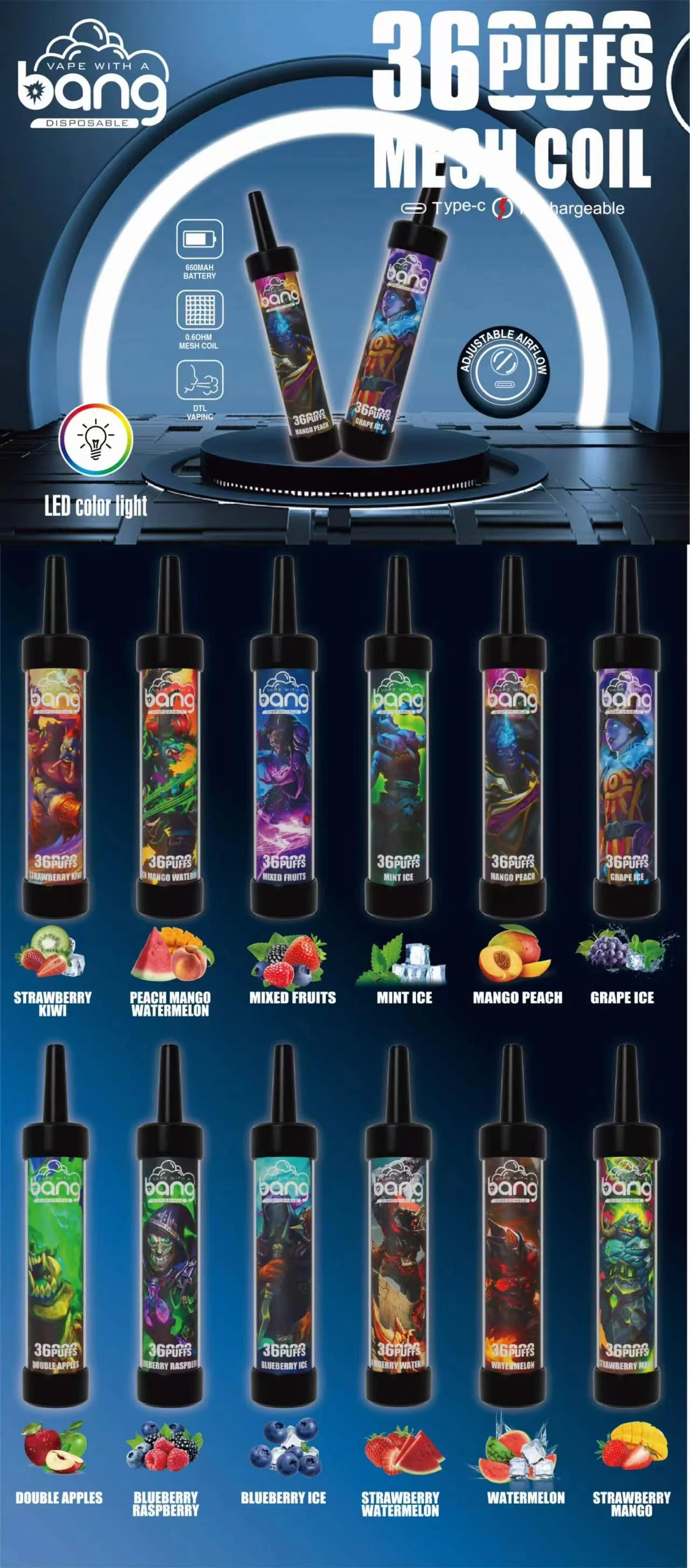 Solaris Champagne Vape 30000 30K puffs, 2% Nicotine 10 Flavors yohongvape