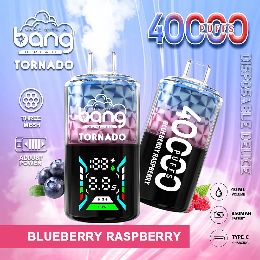 Bang Tornado 40000 Puff Disposable Vape, 40ml Liquid, 12 Kinds Flavors, Battery 850mah, Large Smoke LED Display Disposable Vape