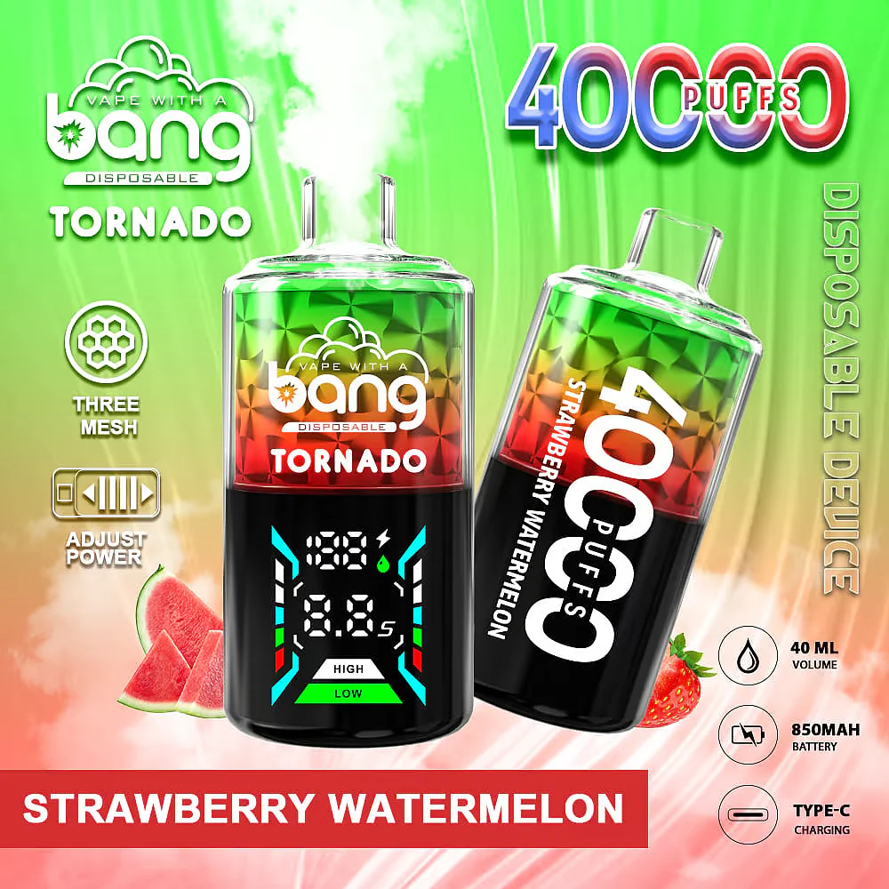 Bang Tornado 40000 Puff Disposable Vape, 40ml Liquid, 12 Kinds Flavors, Battery 850mah, Large Smoke LED Display Disposable Vape