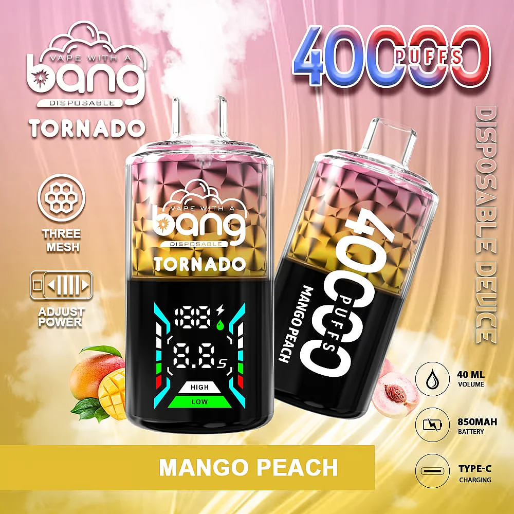 Bang Tornado 40000 Puff Disposable Vape, 40ml Liquid, 12 Kinds Flavors, Battery 850mah, Large Smoke LED Display Disposable Vape