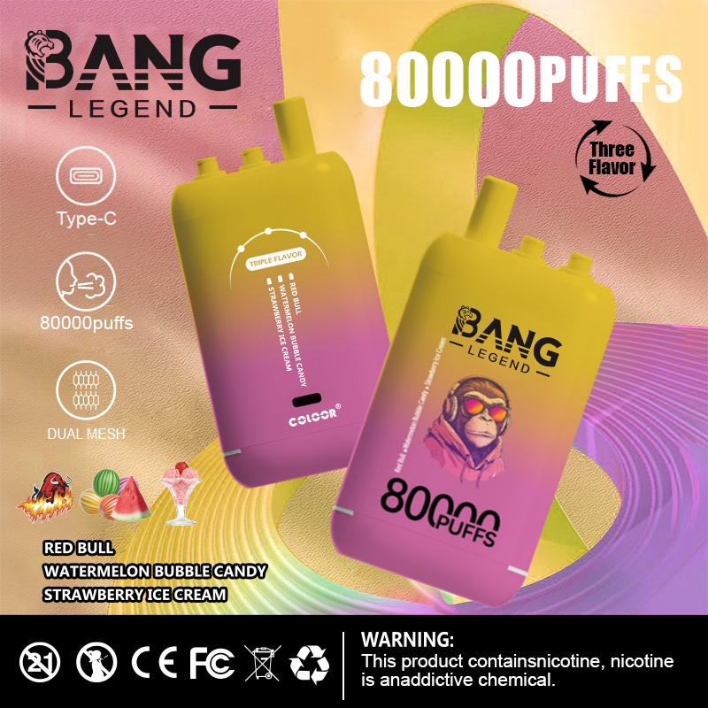 Bang Legend 80000 80K Puffs, 3 in 1 Flavor Dispoable Vape, 78ml E-liquid, 850mah Battery, 12 Kinds of Flavor