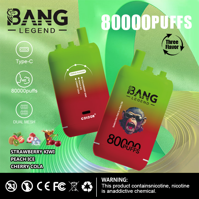 Bang Legend 80000 80K Puffs, 3 in 1 Flavor Dispoable Vape, 78ml E-liquid, 850mah Battery, 12 Kinds of Flavor