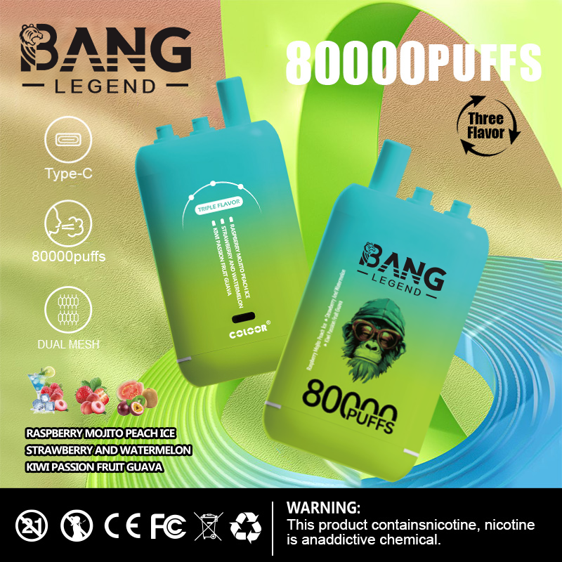Bang Legend 80000 80K Puffs, 3 in 1 Flavor Dispoable Vape, 78ml E-liquid, 850mah Battery, 12 Kinds of Flavor