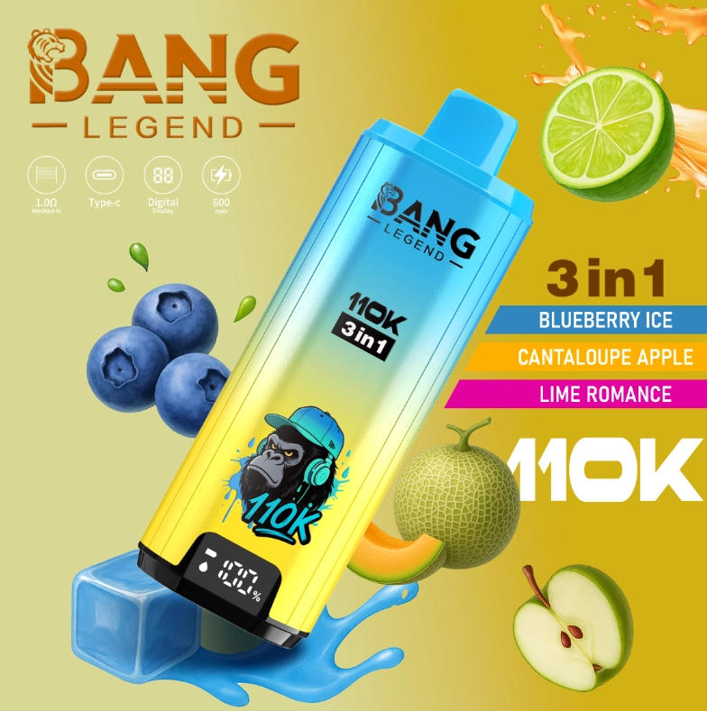 Bang Legend 110000 110K PUFFS Disposable Vape with 3 in 1 Flavors, 10 Kinds of Fruits Flavors, E-liquid 56ml, Battery 850 mah, Nicotine 0%, 2%, 3%, or 5%