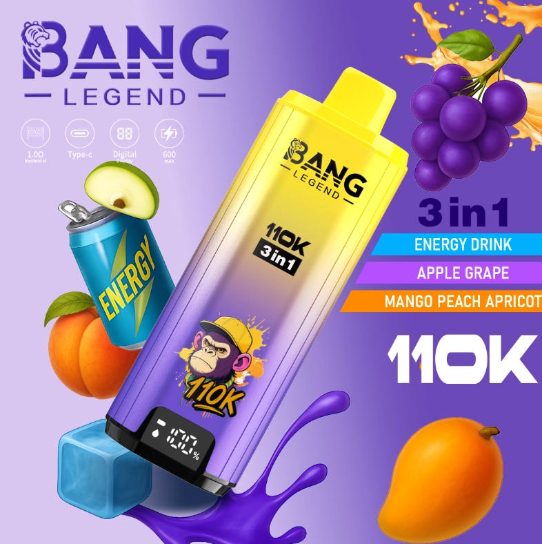 Bang Legend 110000 110K PUFFS Disposable Vape with 3 in 1 Flavors, 10 Kinds of Fruits Flavors, E-liquid 56ml, Battery 850 mah, Nicotine 0%, 2%, 3%, or 5%