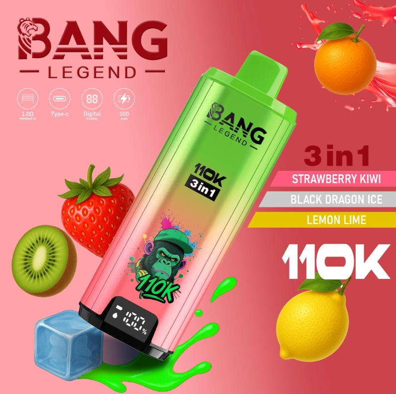 Bang Legend 110000 110K PUFFS Disposable Vape with 3 in 1 Flavors, 10 Kinds of Fruits Flavors, E-liquid 56ml, Battery 850 mah, Nicotine 0%, 2%, 3%, or 5%