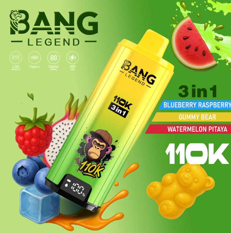 Bang Legend 110000 110K PUFFS Disposable Vape with 3 in 1 Flavors, 10 Kinds of Fruits Flavors, E-liquid 56ml, Battery 850 mah, Nicotine 0%, 2%, 3%, or 5%